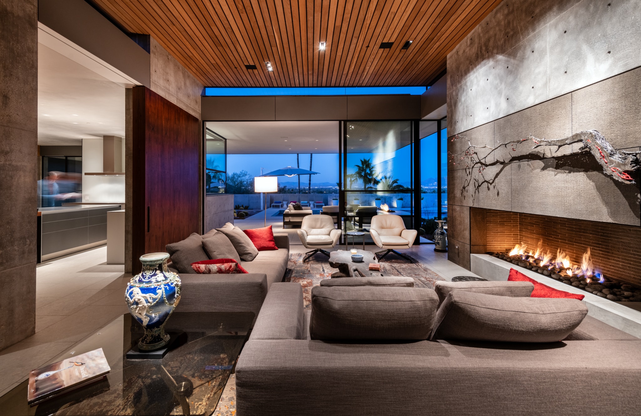 Modern luxury interior living room with fireplace